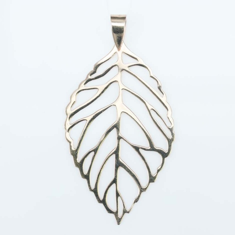 Pendant Leaf 31x52mm. Plain Pink color