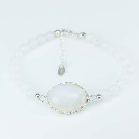 Bracelet Ball + oval Moon Stone