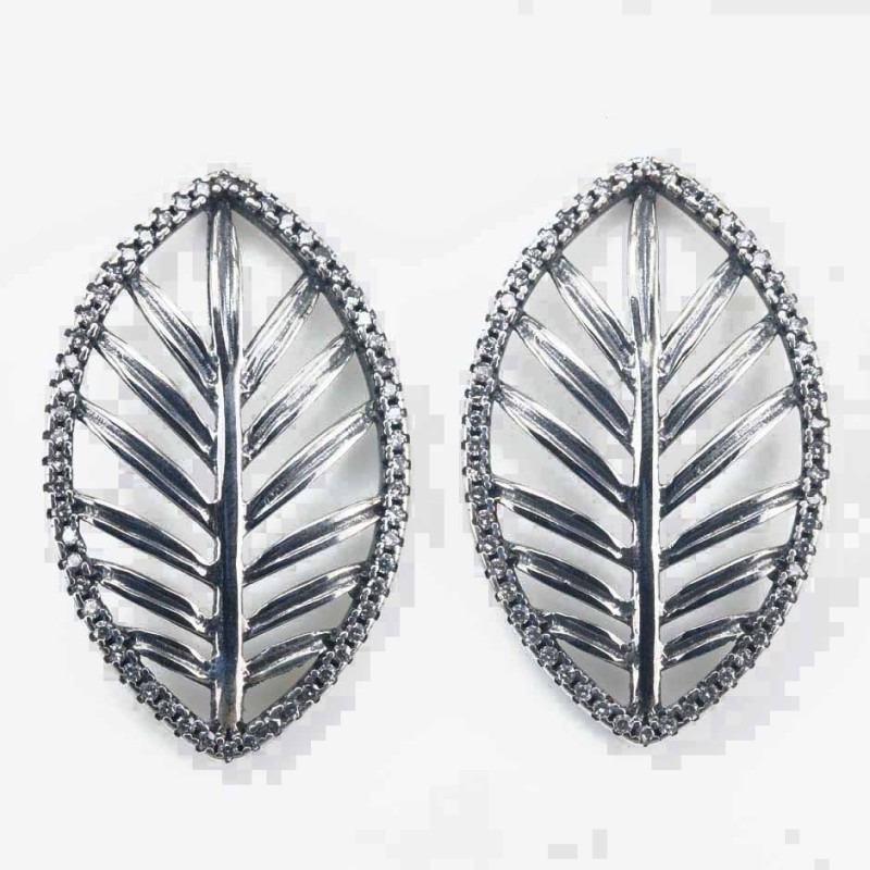 Earring Leaf 18x30mm. Circonia