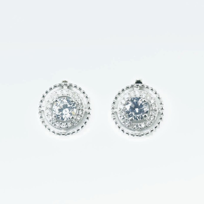 Earring Round 10mm. Circonia