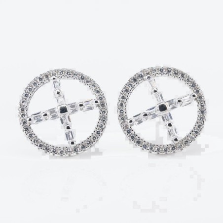 Earring Round 14mm. Circonia