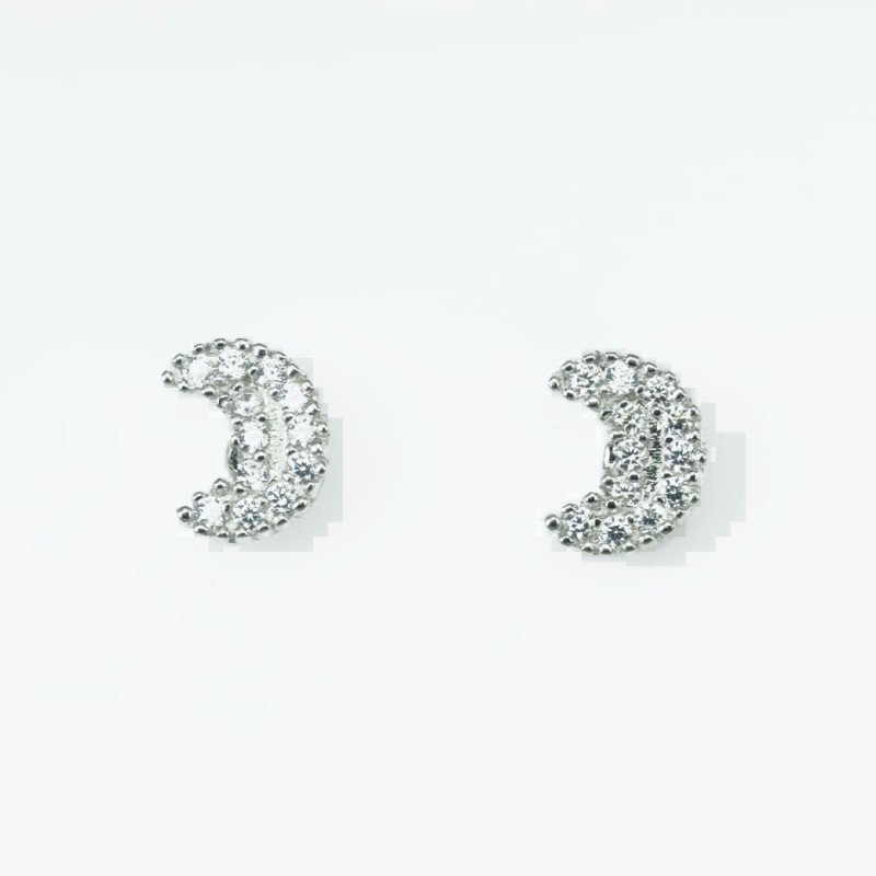 Earring Moon 6x8mm. Circonia