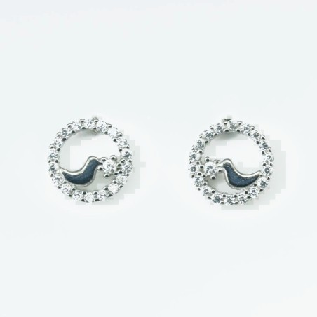 Earring Roung in bird 9mm. Circonia