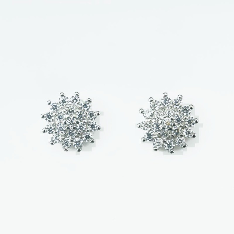 Earring Roung Flower 9mm. Circonia