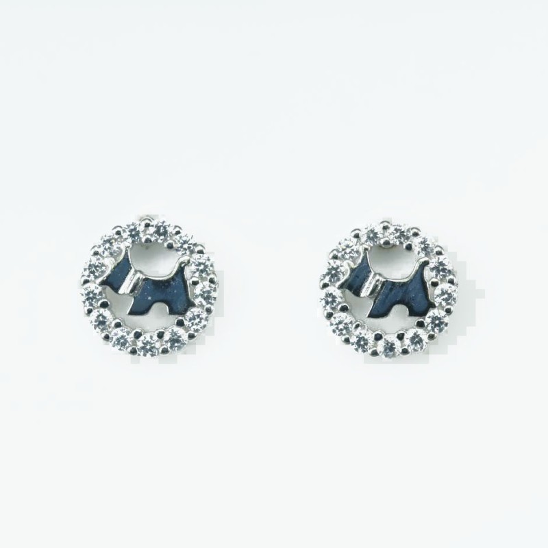 Earring Roung in dog 8mm. Circonia