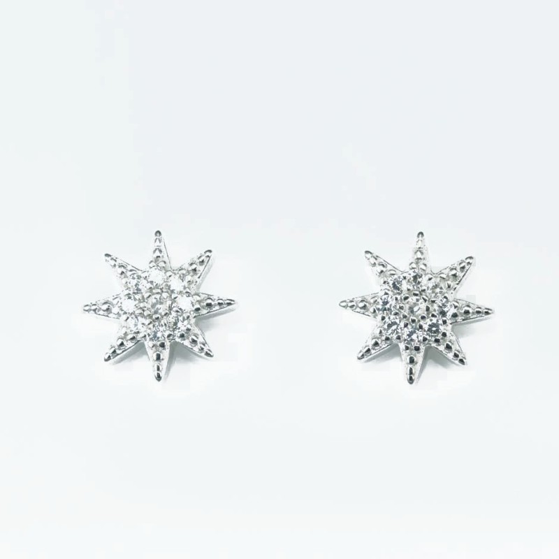 Earring Star 9mm. Circonia