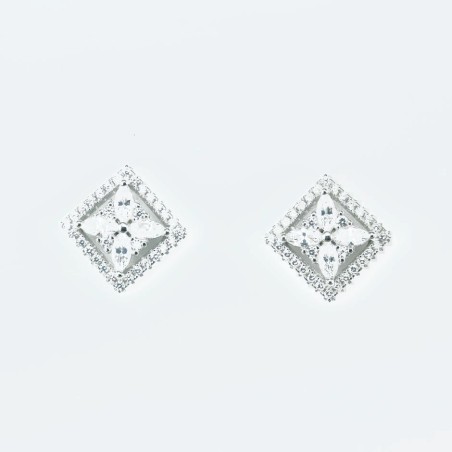 Earring Rhombus in flower 10mm. Circonia