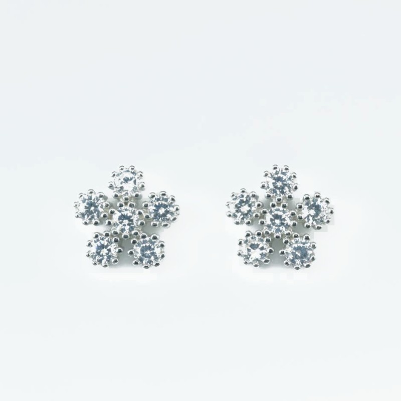 Earring Flower 6pc 10mm. Circonia