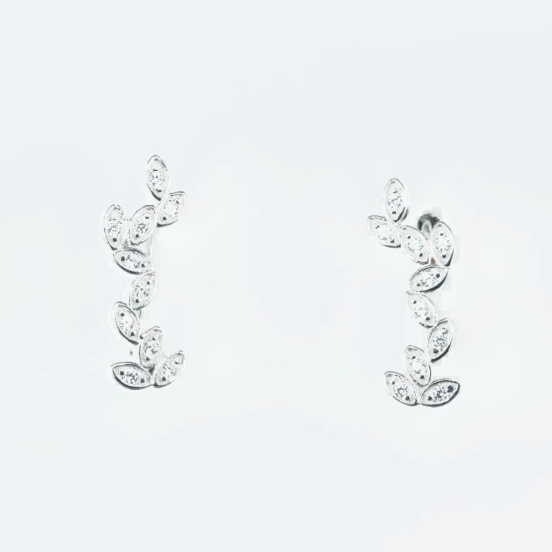 Earring Leaf 6x18mm. Circonia