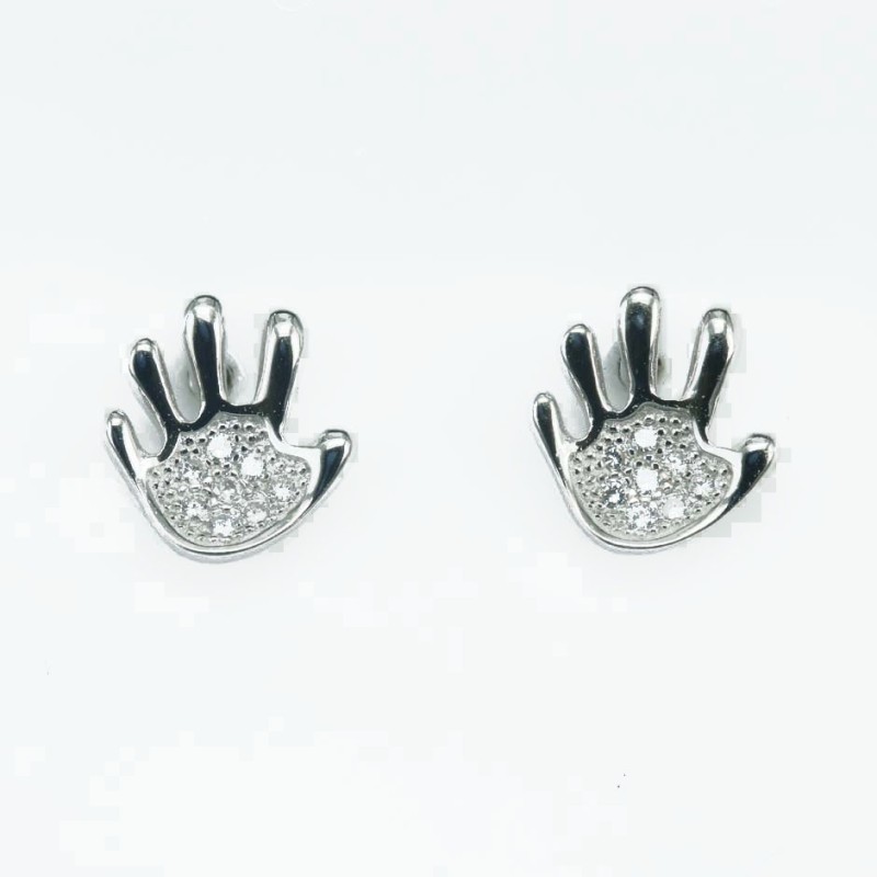 Earring  Hand  9mm.  Circonia