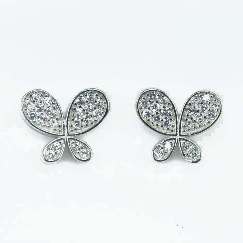 Earring  Bow  9x10mm.  Circonia