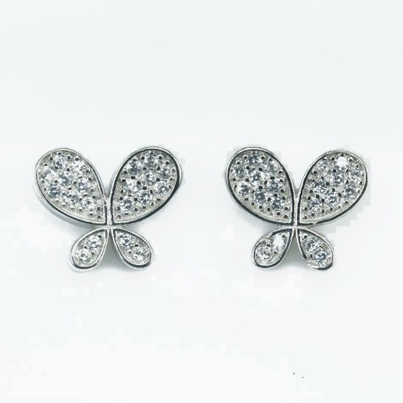 Earring  Bow  9x10mm.  Circonia