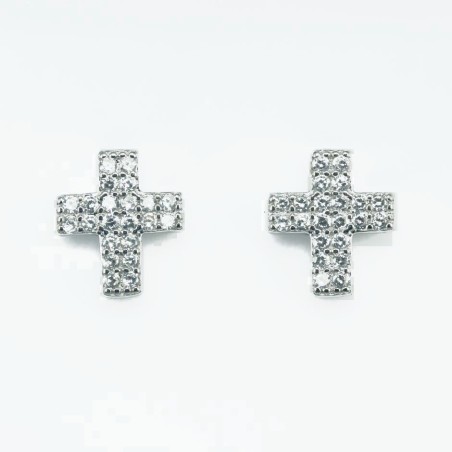 Earring Cross 9x10mm.  Circonia