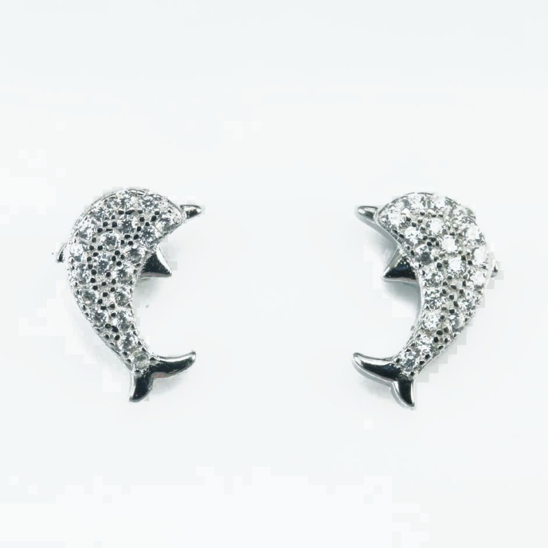 Earring Dolphin 7x11mm. Circonia Earring Dolphin 7x11mm. Circonia