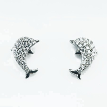 Earring Dolphin 7x11mm.  Circonia