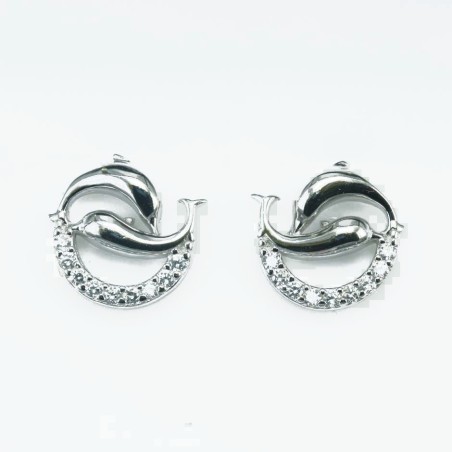 Earring Dolphin 2,  10mm.  Circonia