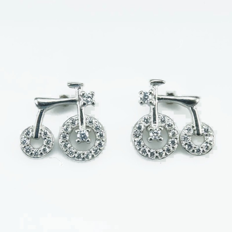 Earring Bicycle 11mm.  Circonia