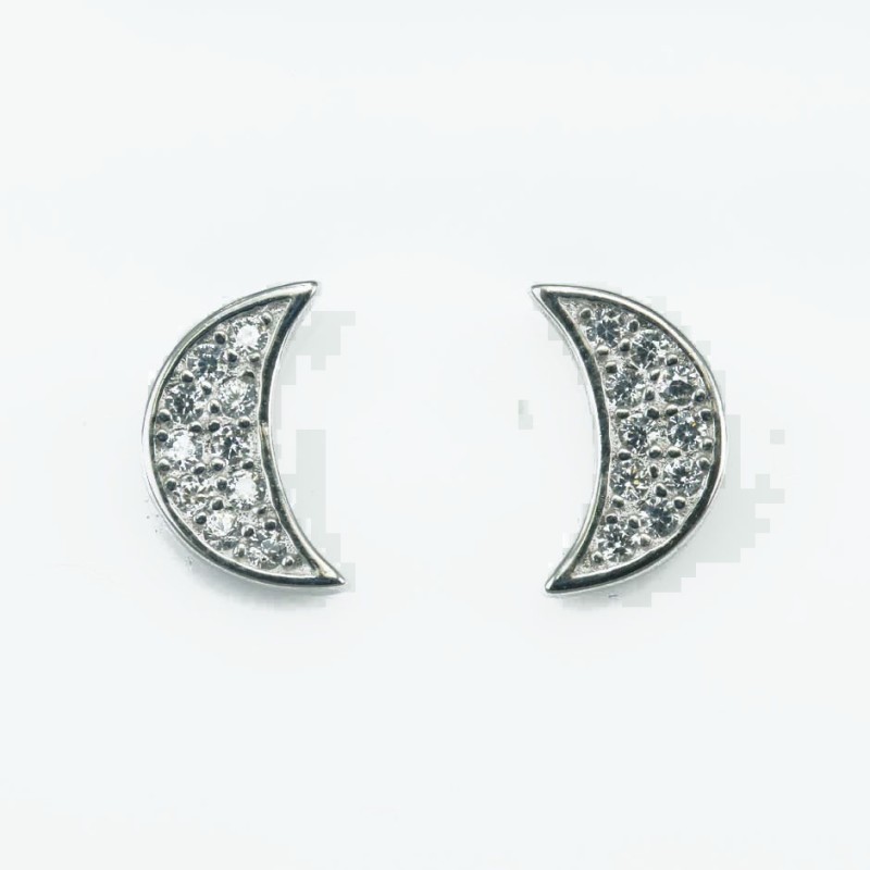 Earring Moon 6x10mm.  Circonia