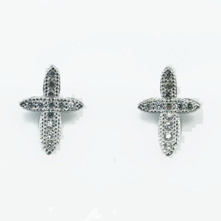 Earring  Cross 8x10mm.  Circonia