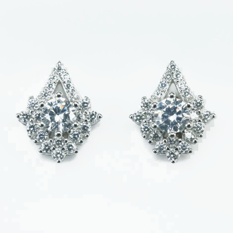 Earring Rhombus 10x13mm.  Circonia