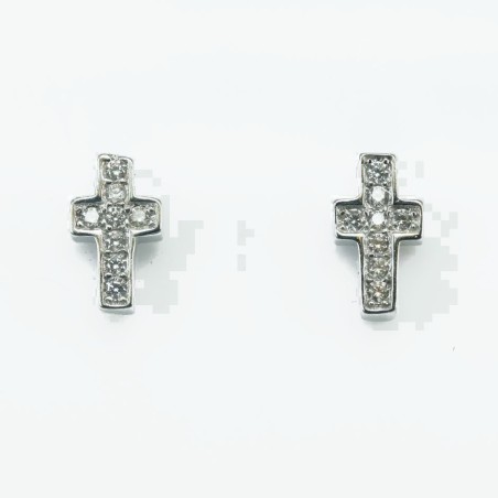 Earring Cross 5x9mm.  Circonia