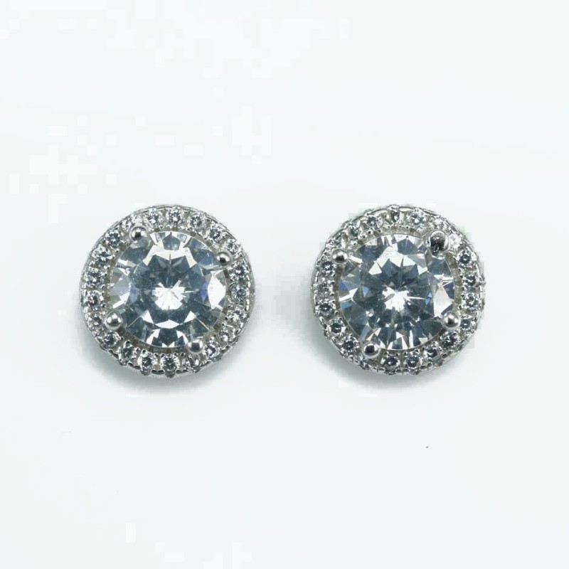 Earring Round  9mm.  Circonia