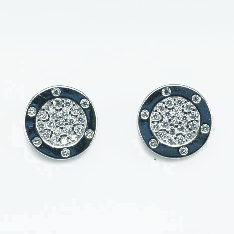 Earring Round  9mm.  Circonia