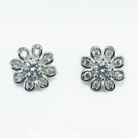 Earring Flower 10mm.  Circonia