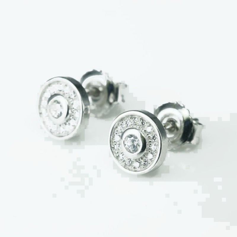Earring Round 8mm.  Circonia