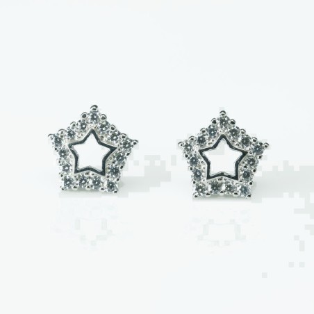 Earring Star 9mm.  Circonia
