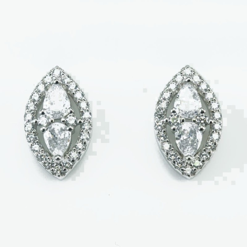 Earring  Rhombus  8x13mm.  Circonia