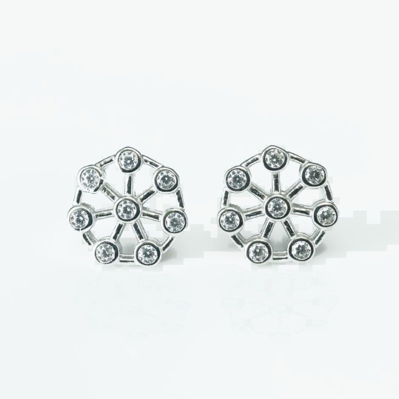 Earring Round 10mm.  Circonia