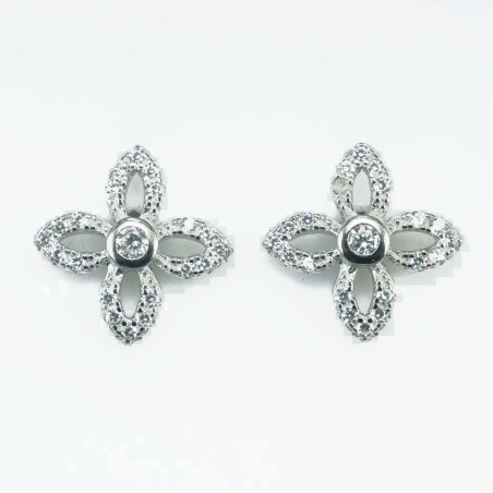 Earring Flower  10mm.  Circonia