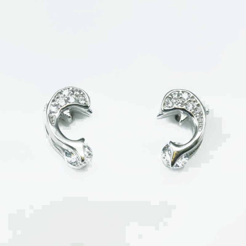 Earring Dolphin 6x13mm. Circonia