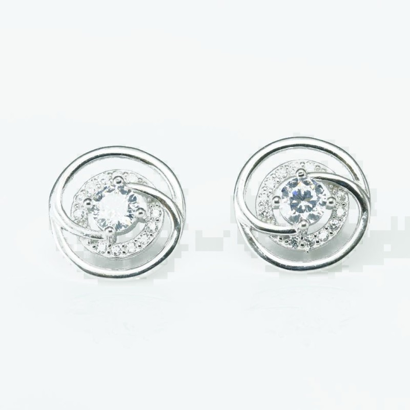 Earring Round 12mm. Circonia