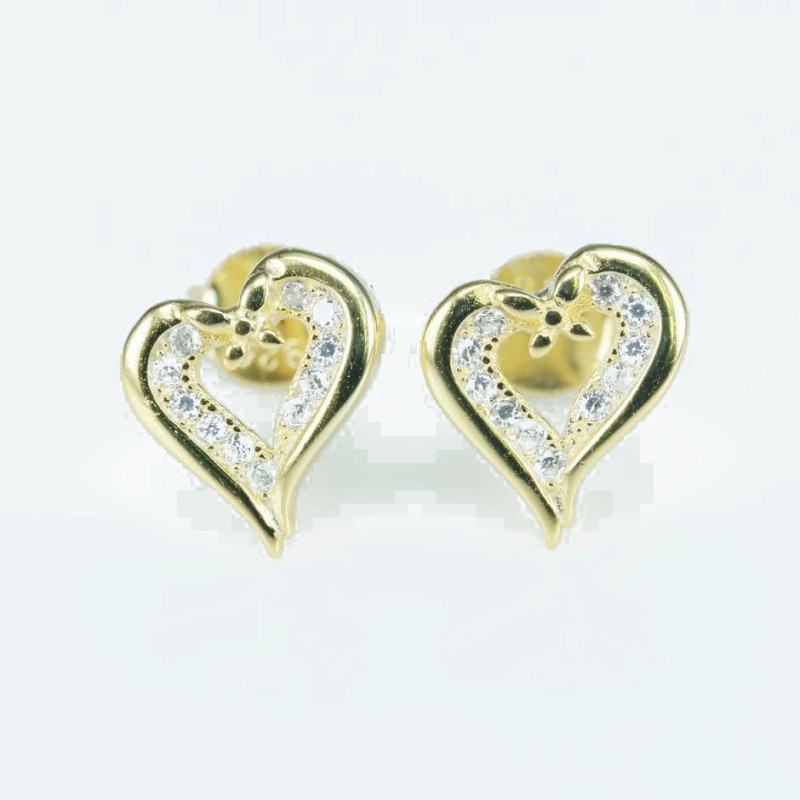 Earring Heart 9x10mm. Circonia gold color Earring Heart 9x10mm. Circonia gold color