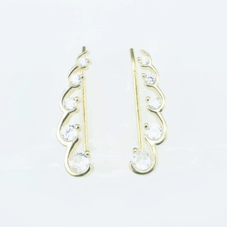 Earring Round 4x20mm. Circonia gold