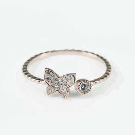 Ring  Butterfly  3+7mm. rose Circonia