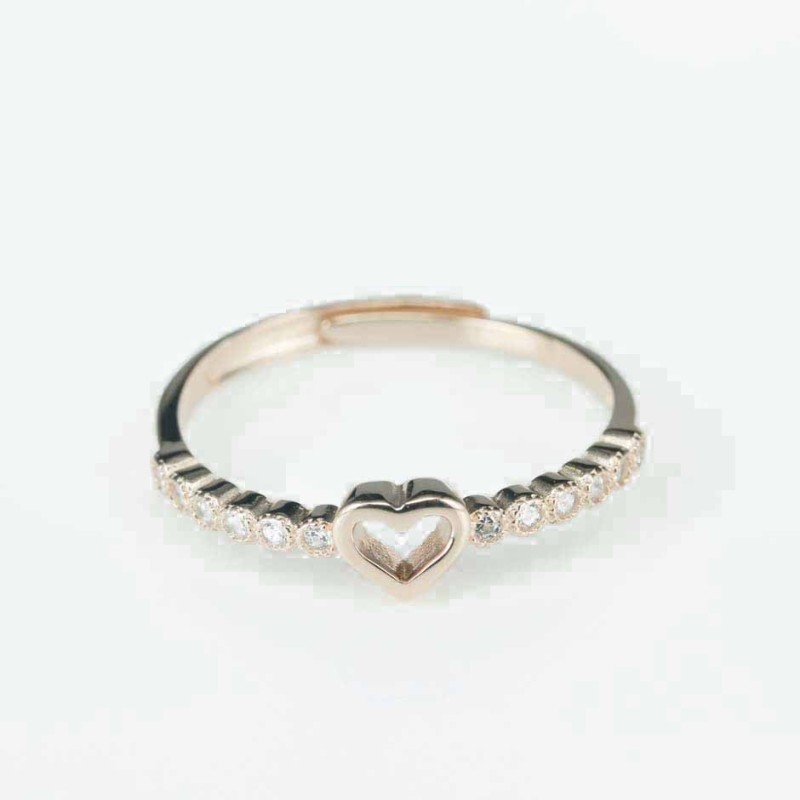 Ring  Heart   2+5mm.  rose Circonia