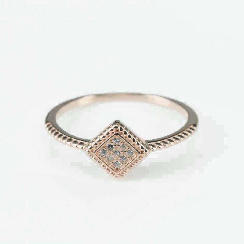 Ring  Rhombus  8mm.  rose  Circonia