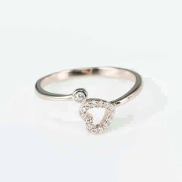 Ring  heart  3+6mm.  rose  Circonia