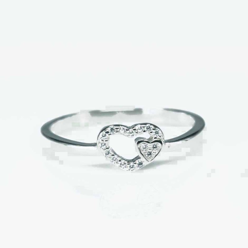 Ring Heart  6mm. Circonia