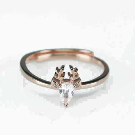 Ring  Deer head  8mm.  rose  Circonia