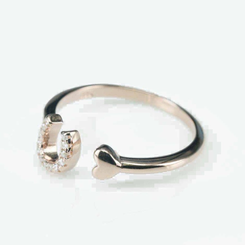 Ring  Heart  7mm.  rose  Circonia