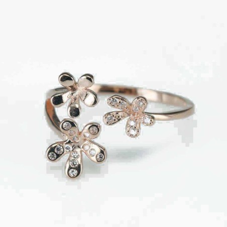 Ring  flower  14mm.  rose  Circonia