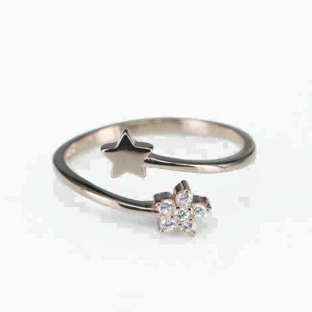 Ring  Star  10mm.  rose  Circonia