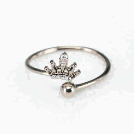 Ring  Crown  10mm.  rose  Circonia