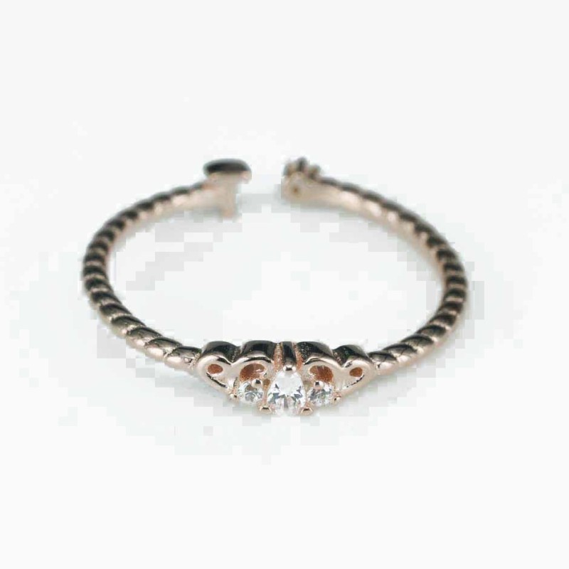 Ring  Crown  4mm.  rose  Circonia