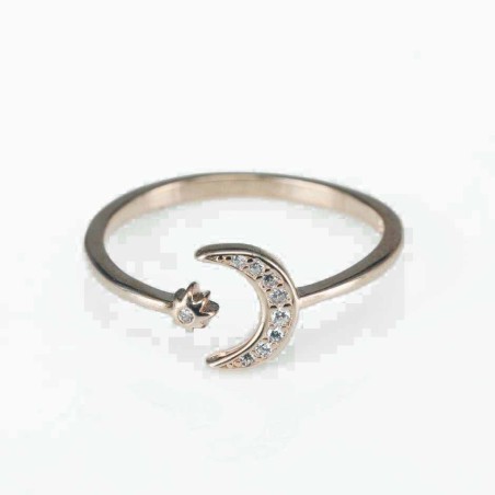 Ring  moon  9mm.  rose  Circonia