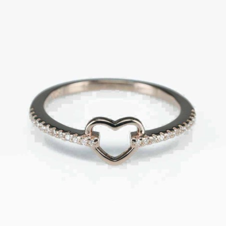 Ring  heart  7mm.  rose  Circonia